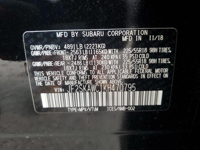 JF2SKAWC1KH470795 - 2019 SUBARU FORESTER TOURING შავი ფოტო 14