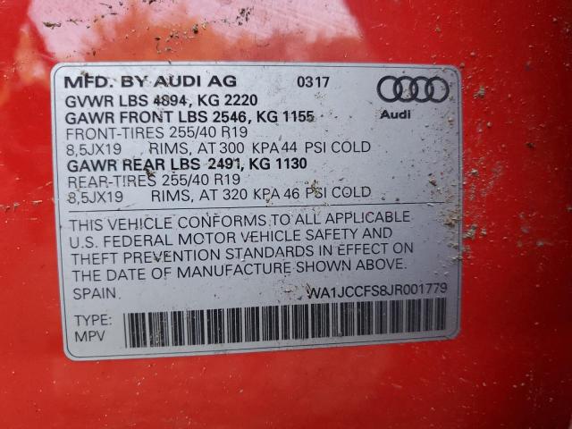 WA1JCCFS8JR001779 - 2018 AUDI Q3 PREMIUM PLUS RED photo 14