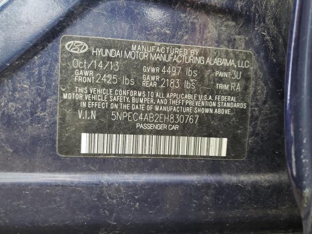 5NPEC4AB2EH830767 - 2014 HYUNDAI SONATA SE BLUE photo 12