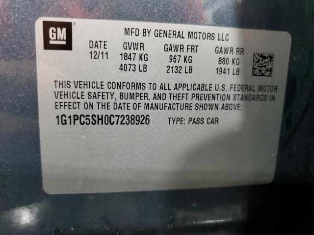 1G1PC5SH0C7238926 - 2012 CHEVROLET CRUZE LS BLUE photo 13