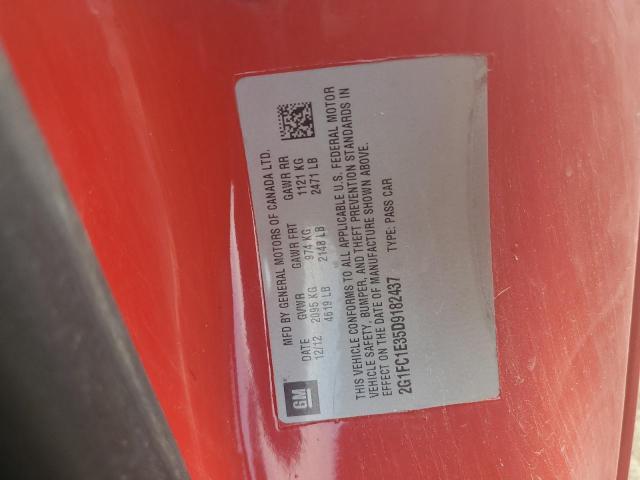 2G1FC1E35D9182437 - 2013 CHEVROLET CAMARO LT წითელი ფოტო 12