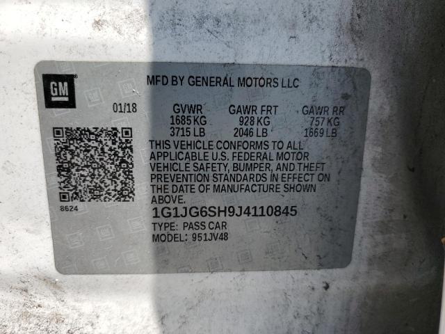 1G1JG6SH9J4110845 - 2018 CHEVROLET SONIC WHITE photo 12