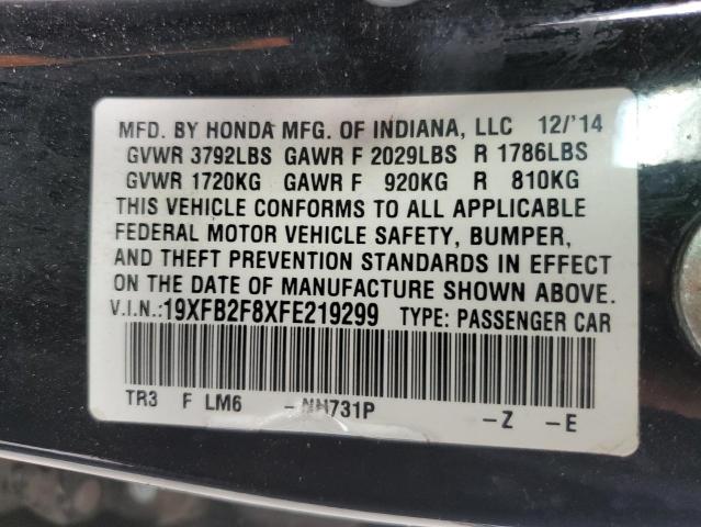 19XFB2F8XFE219299 - 2015 HONDA CIVIC EX BLACK photo 12