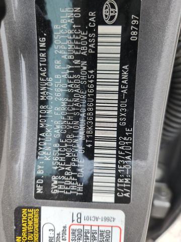 4T1BK36B86U166454 - 2006 TOYOTA AVALON XL GRAY photo 12