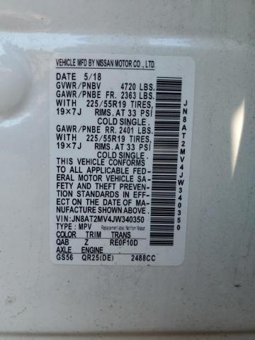 JN8AT2MV4JW340350 - 2018 NISSAN ROGUE S თეთრი ფოტო 13