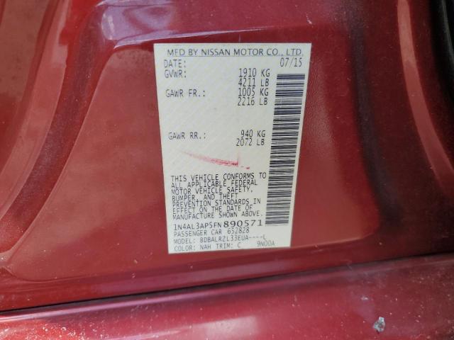 1N4AL3AP5FN890571 - 2015 NISSAN ALTIMA 2.5 წითელი ფოტო 12