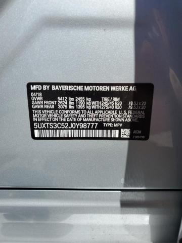 5UXTS3C52J0Y98777 - 2018 BMW X3 XDRIVEM40I SILVER photo 14