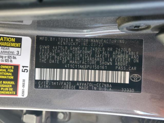 4T1C11AK6PU150161 - 2023 TOYOTA CAMRY LE GRAY photo 13