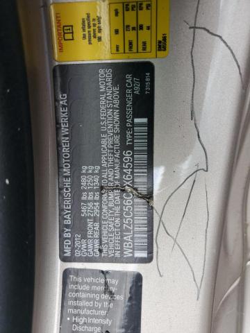 WBALZ5C56CDX64596 - 2012 BMW 650 XI BEIGE photo 12