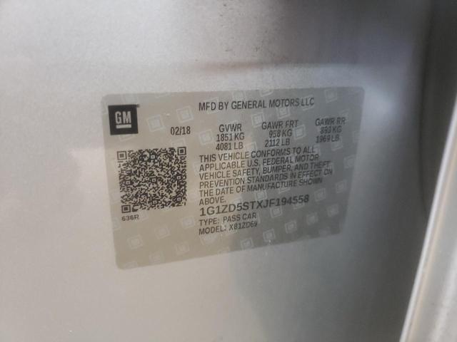 1G1ZD5STXJF194558 - 2018 CHEVROLET MALIBU LT 银色 照片 12