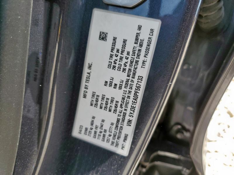 5YJ3E1EA0PF567133 - 2023 TESLA MODEL 3 გრაფიტი ფოტო 13