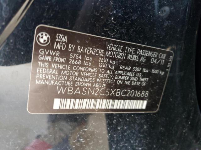 WBASN2C5XBC201688 - 2011 BMW 535 GT BLACK photo 12