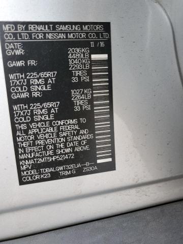 KNMAT2MT5HP521472 - 2017 NISSAN ROGUE S SILVER photo 13