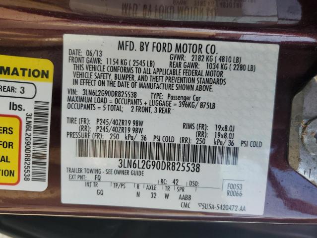 3LN6L2G90DR825538 - 2013 LINCOLN MKZ ბურგუნდია ფოტო 13