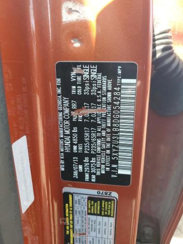 5XYZU3LB8DG054284 - 2013 HYUNDAI SANTA FE S ORANGE photo 12