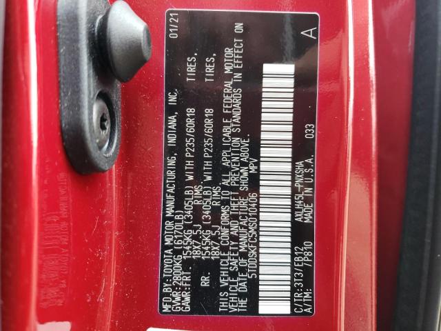 5TDDSKFC5MS010406 - 2021 TOYOTA SIENNA XSE RED photo 13