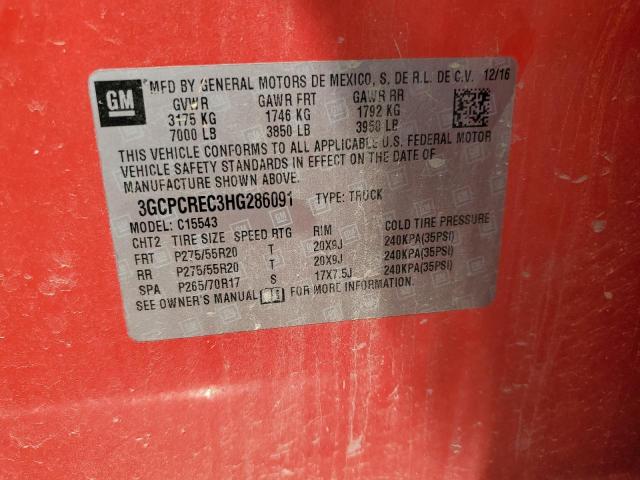 3GCPCREC3HG286091 - 2017 CHEVROLET SILVERADO C1500 LT 红色 照片 12