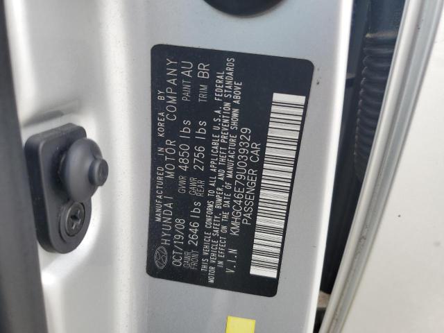 KMHGC46E79U039329 - 2009 HYUNDAI GENESIS 3.8L SILVER photo 12