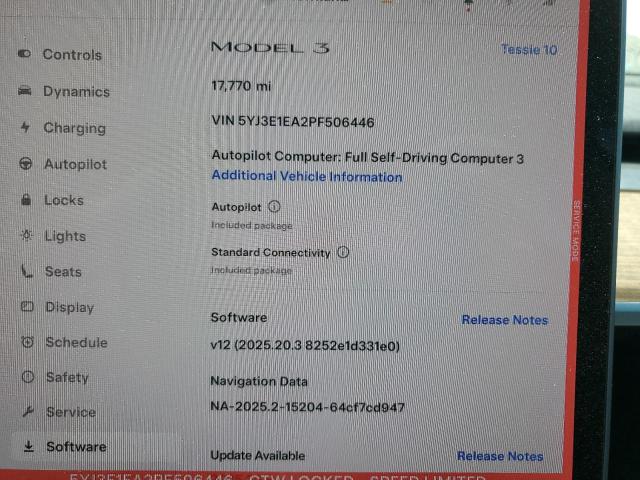 5YJ3E1EA2PF506446 - 2023 TESLA MODEL 3 თეთრი ფოტო 9