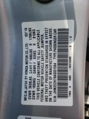 JHMZE2H79AS031564 - 2010 HONDA INSIGHT EX SILVER photo 12