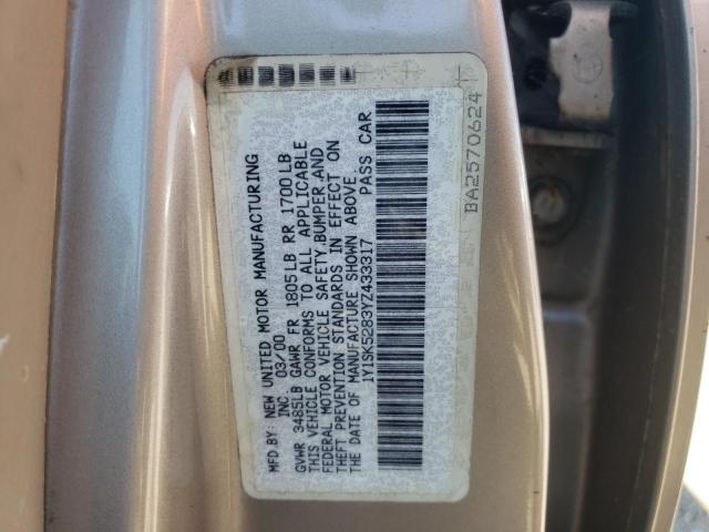 1Y1SK5283YZ433317 - 2000 CHEVROLET GEO PRIZM BASE CREAM photo 12