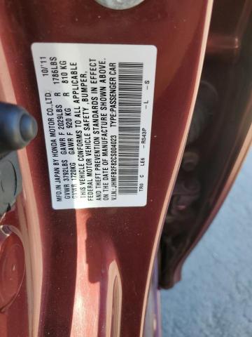 JHMFB2F82CS004023 - 2012 HONDA CIVIC EX BURGUNDY photo 12