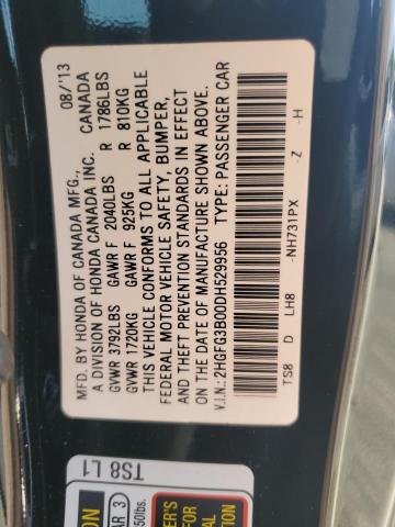 2HGFG3B00DH529956 - 2013 HONDA CIVIC EXL BLACK photo 12