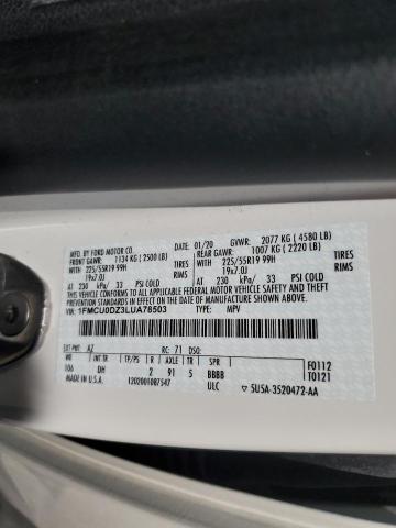 1FMCU0DZ3LUA78503 - 2020 FORD ESCAPE TITANIUM 白色 照片 13