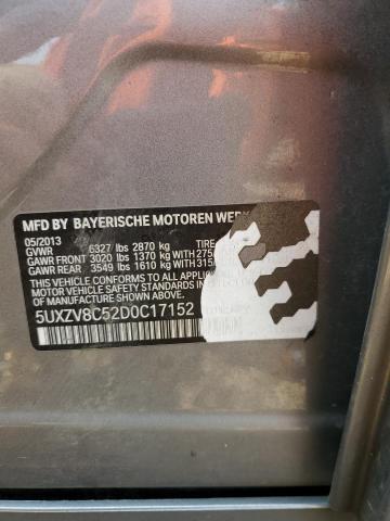 5UXZV8C52D0C17152 - 2013 BMW X5 XDRIVE50I GRAY photo 12