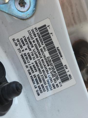 19XZE4F5XLE010212 - 2020 HONDA INSIGHT EX Ақ фото 12