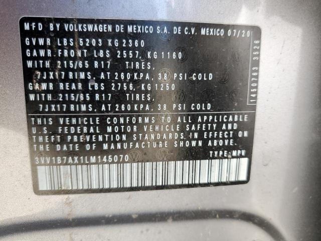 3VV1B7AX1LM145070 - 2020 VOLKSWAGEN TIGUAN S SILVER photo 13