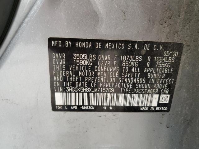 3HGGK5H8XLM715709 - 2020 HONDA FIT EX 灰色 照片 12