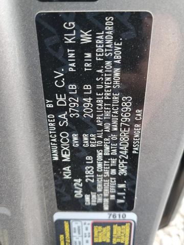 3KPF24AD8RE796983 - 2024 KIA FORTE LX GRAY photo 13