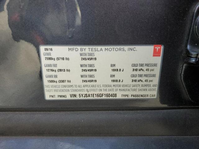 5YJSA1E16GF160408 - 2016 TESLA MODEL S 灰色 照片 12