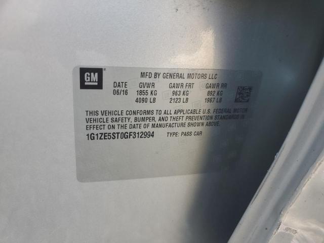 1G1ZE5ST0GF312994 - 2016 CHEVROLET MALIBU LT SILVER photo 12