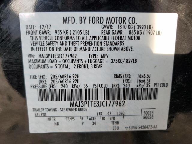 MAJ3P1TE3JC177962 - 2018 FORD ECOSPORT SE 黑色 照片 13