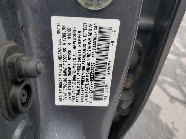 19XFB2F99EE246257 - 2014 HONDA CIVIC EXL GRAY photo 12