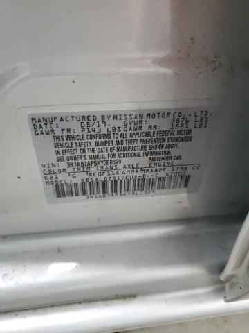 3N1AB7AP5KY360329 - 2019 NISSAN SENTRA S SILVER photo 12