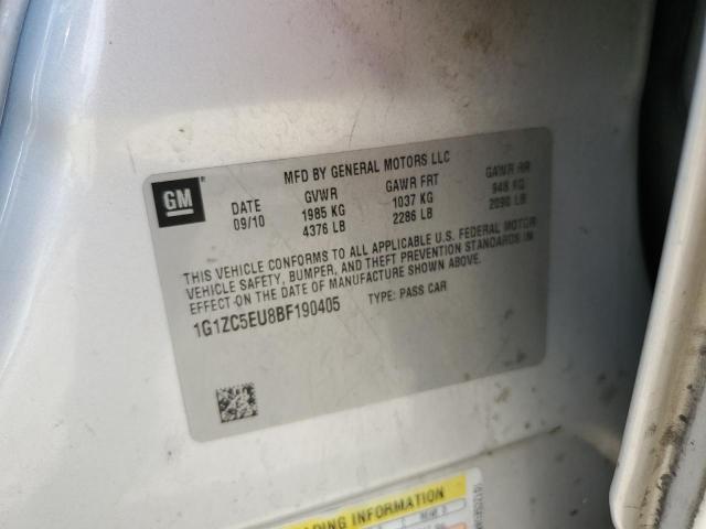 1G1ZC5EU8BF190405 - 2011 CHEVROLET MALIBU 1LT 银色 照片 12