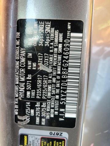 5XYZTDLB8FG246090 - 2015 HYUNDAI SANTA FE SPORT GRAY photo 13