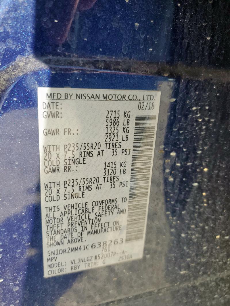 5N1DR2MM4JC638263 - 2018 NISSAN PATHFINDER S Blau Foto 13