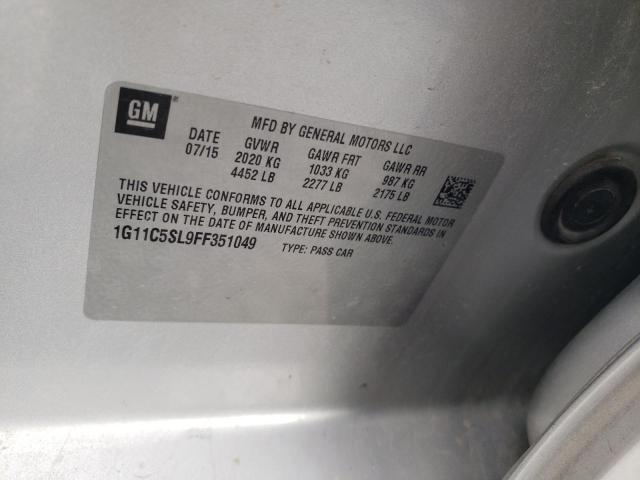 1G11C5SL9FF351049 - 2015 CHEVROLET MALIBU 1LT SILVER photo 10