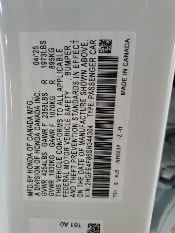 2HGFE4F86SH344304 - 2025 HONDA CIVIC SPORT 白色 照片 13