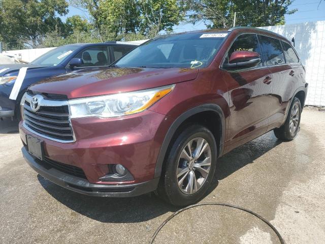 5TDKKRFHXES034861 - 2014 TOYOTA HIGHLANDER XLE MAROON photo 1