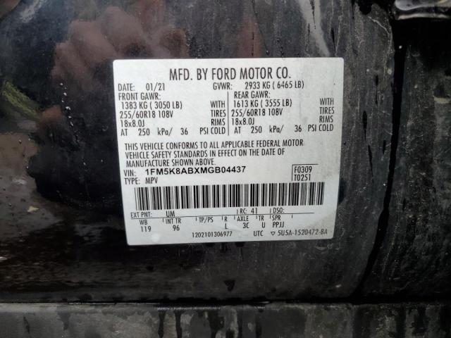 1FM5K8ABXMGB04437 - 2021 FORD EXPLORER POLICE INTERCEPTOR BLACK photo 13