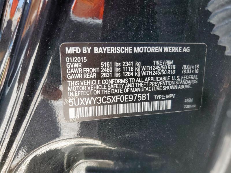 5UXWY3C5XF0E97581 - 2015 BMW X3 XDRIVE28D BLACK photo 13