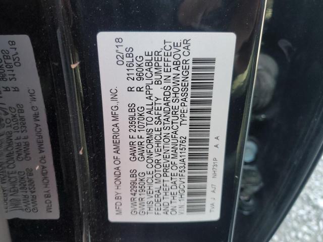 1HGCV1F53JA115762 - 2018 HONDA ACCORD EXL BLACK photo 12