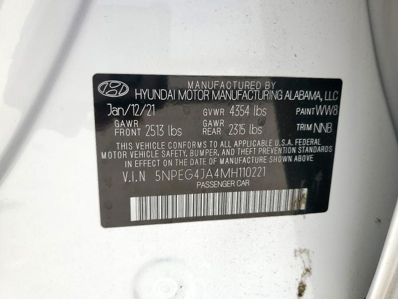 5NPEG4JA4MH110221 - 2021 HYUNDAI SONATA SE WHITE photo 12