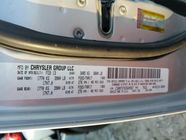 1C6RR7GT6DS609567 - 2013 RAM 1500 SLT SILVER photo 12