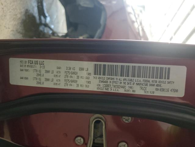 1C6RR7LTXKS624401 - 2019 RAM 1500 CLASS SLT 栗色 照片 13